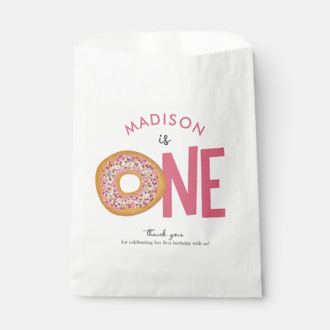 Cute Colourful Doughnuts One First Birthday Favour Bags (Front)