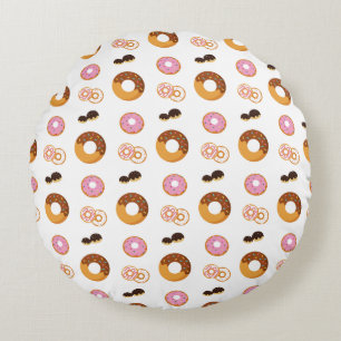 Cute Colourful Doughnuts Pattern Round Cushion