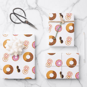 Cute Colourful Doughnuts Pattern Wrapping Paper Sheet