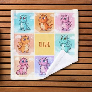 Cute Colourful Dragon Doodles Wash Cloth