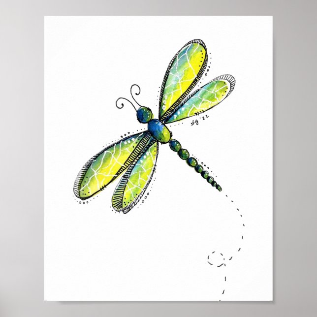 Cute Colourful Dragonfly Poster (Front)