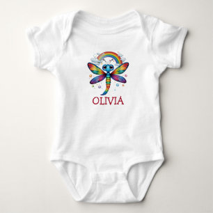 Cute Colourful Dragonfly with Rainbow Baby Bodysuit