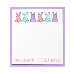 Cute Colourful East Bunny Personalised Notepad