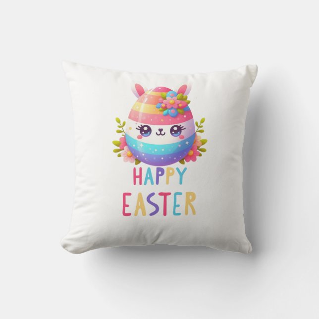 Cute, colourful Easter egg bunny Cushion (Front)