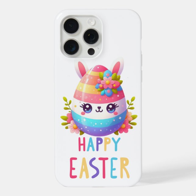 Cute, colourful Easter egg bunny iPhone Case (Back)