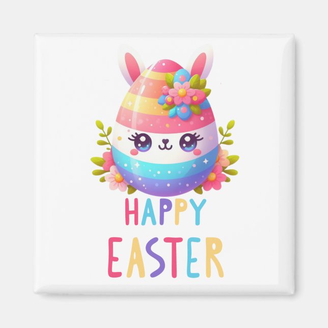Cute, colourful Easter egg bunny Magnet (Front)