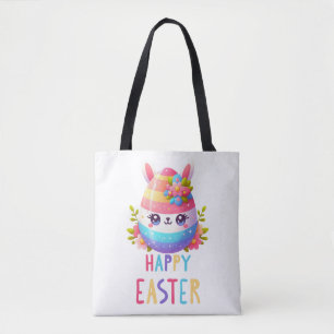 Cute, colourful Easter egg bunny Tote Bag