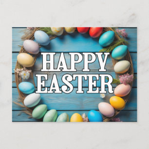 Cute Colourful Easter Eggs Collage Postcard