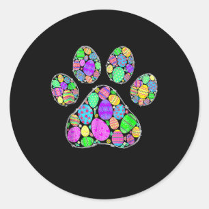 Cute Colourful Easter Eggs Dog Cat Paw Lover Happy Classic Round Sticker