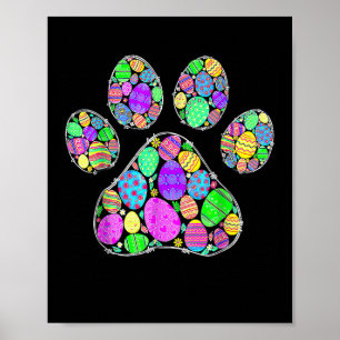 Cute Colourful Easter Eggs Dog Cat Paw Lover Happy Poster