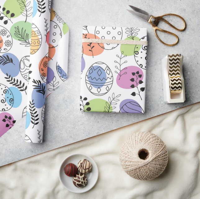 Cute colourful Easter Eggs Pattern Wrapping Paper (Crafts)
