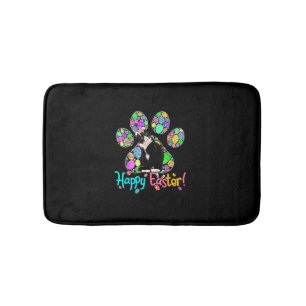 Cute Colourful Easter Eggs Paw Tuxedo Cat Happy Ea Bath Mat