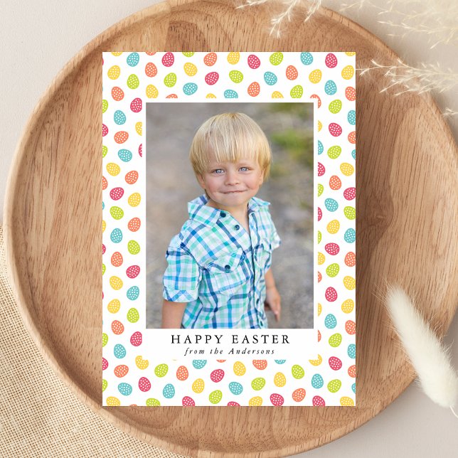 Cute & Colourful Easter Eggs Photo Holiday Card (Creator Uploaded)