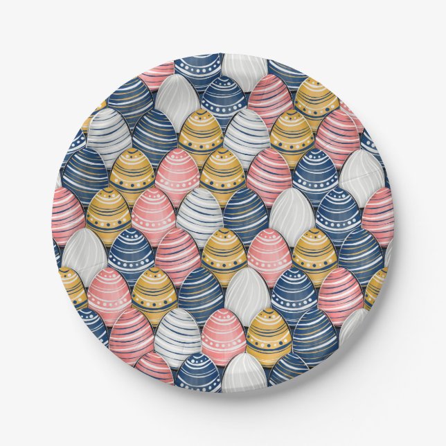 Cute Colourful Easter Eggs Seamless Pattern Paper Plate (Front)