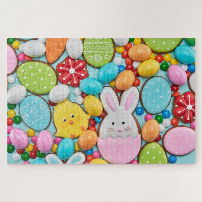 Cute Colourful Easter Holiday Cookies Bunny Chick Jigsaw Puzzle (Horizontal)