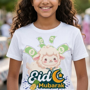 Cute Colourful Eid Mubarak Sheep Kids T-Shirt - Ha