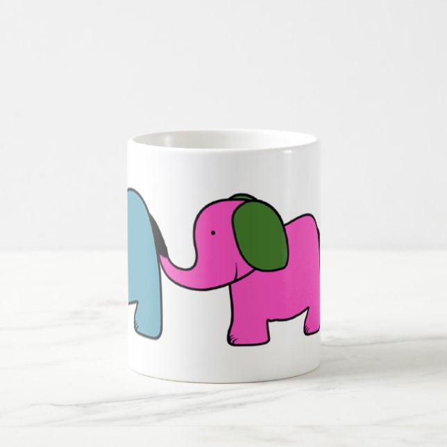 Cute colourful  elephant cartoons coffee mug (Center)