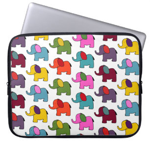 Cute colourful elephant cartoons good luck laptop sleeve