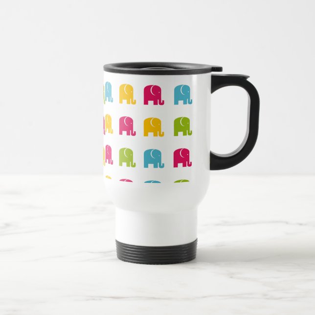 Cute Colourful Elephant Pattern Travel Mug (Right)