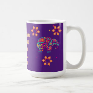 cute colourful elephant quote purple and gold desi coffee mug