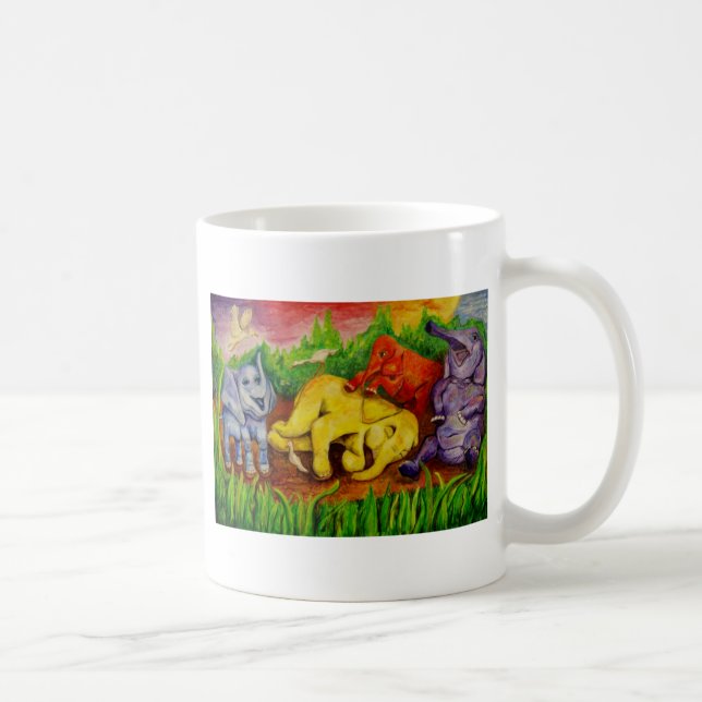 cute colourful elephants coffee mug (Right)