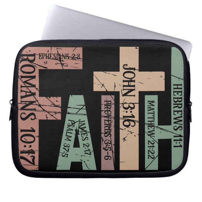 Cute Colourful Faith Bible Verses Typography Quote Laptop Sleeve (Front)