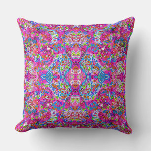 Cute colourful fantastic abstract floral cushion