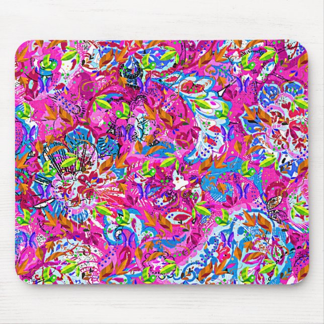 Cute colourful fantastic abstract floral mouse mat (Front)