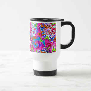 Cute colourful fantastic abstract floral travel mug