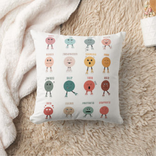Cute Colourful Feelings Emotions Faces Chart  Cushion