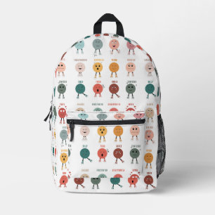 Cute Colourful Feelings Emotions Faces Chart  Printed Backpack