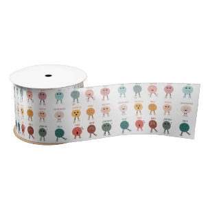 Cute Colourful Feelings Emotions Faces Chart Satin Ribbon