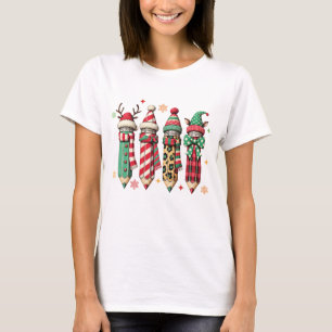 Cute Colourful Festive Bundled Up Pencils Teacher T-Shirt