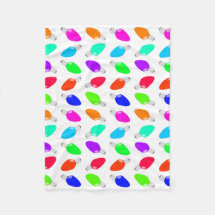 Cute & Colourful Festive Christmas Light Bulbs Fleece Blanket