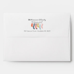 Cute Colourful Festive Christmas Stockings Hanging Envelope