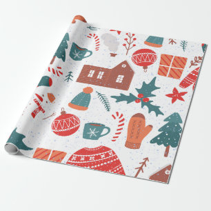 Cute Colourful Festive Christmas tree. Wrapping Paper