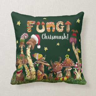 Cute Colourful Festive Mushroom Fungi Christmas Pu Cushion