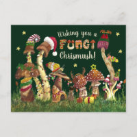 Cute Colourful Festive Mushroom Fungi Christmas Pu