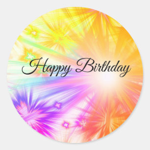 Cute, Colourful Fireworks, Abstract Classic Round Sticker