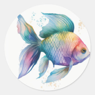 cute colourful fish classic round sticker