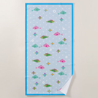 Cute colourful fish down below the sea beach towel