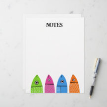 Cute colourful fish Letterhead personal stationery