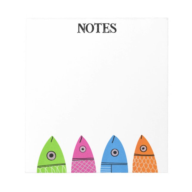 Cute Colourful Fish Notepad (Front)