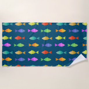 Cute colourful fish pattern beach towel