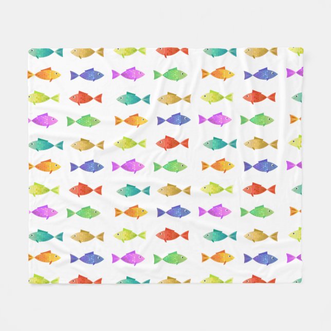 Cute colourful fish pattern Fleece Blanket (Front (Horizontal))