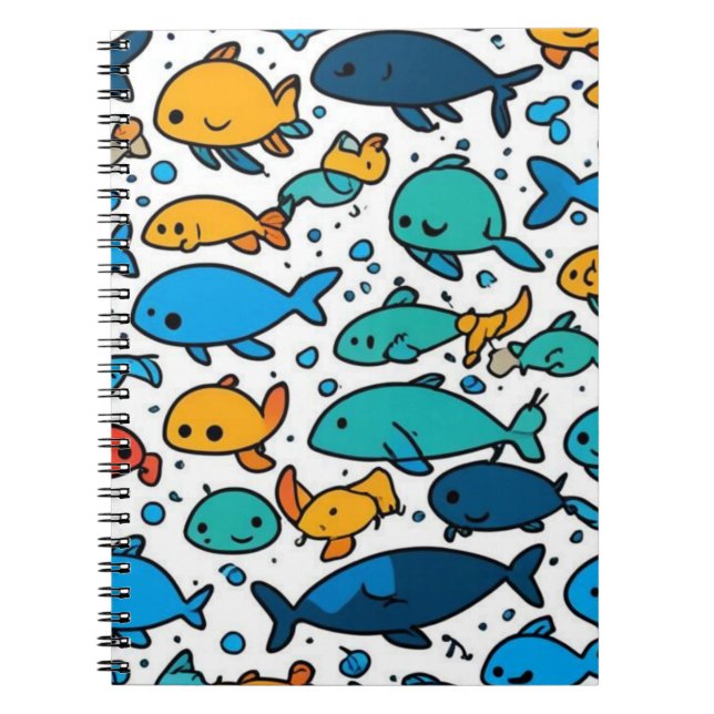 Cute Colourful Fish Pattern Notebook (Front)