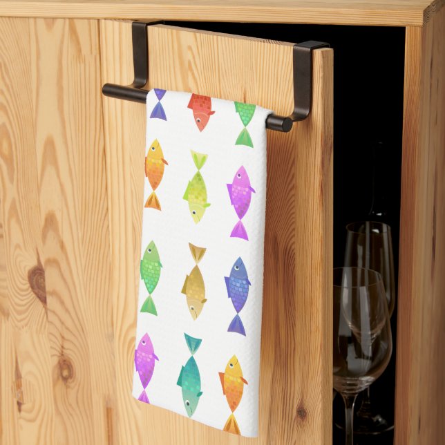 Cute colourful fish pattern  tea towel (Thirds Fold)
