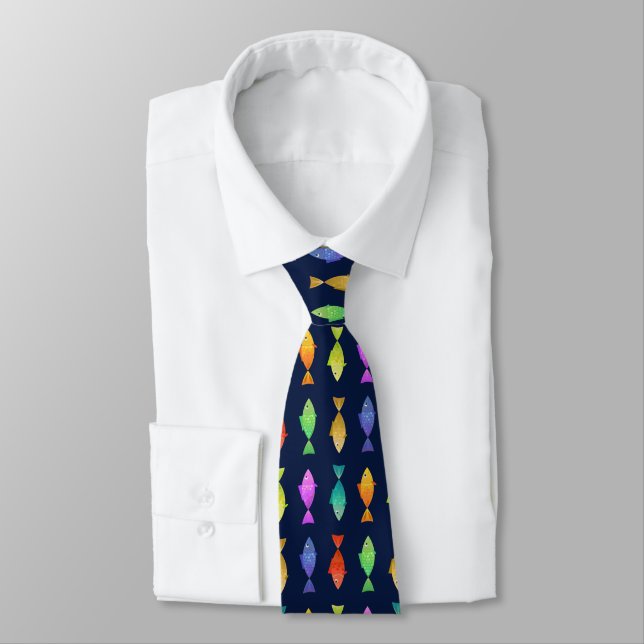 Cute colourful fish pattern  tie (Tied)