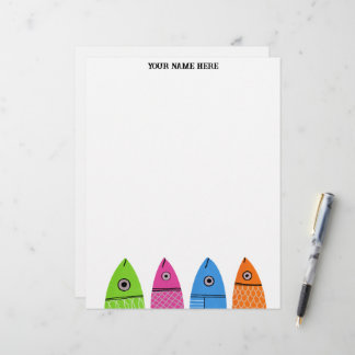 Cute Colourful Fish Personalised Letterhead