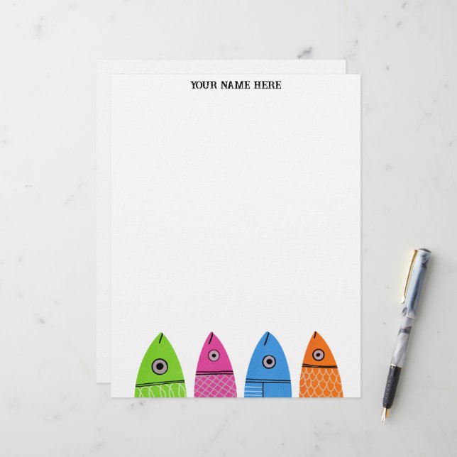 Cute Colourful Fish Personalised Letterhead (Front/Back In Situ)